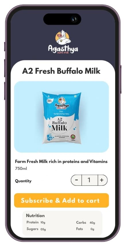 Product detail with quantity and subscribe actions